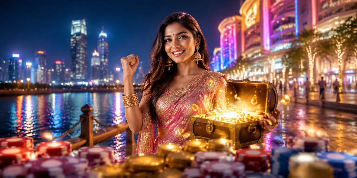 Vibrant Mumbai Neon Casino Scene